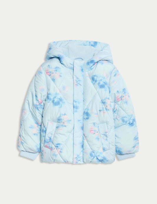 Çiçek Desenli Puffa Mont