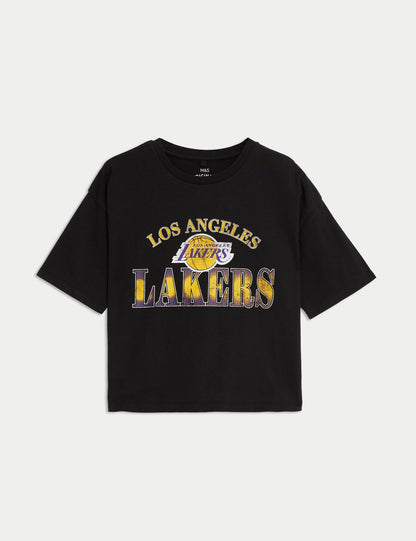 Saf Pamuklu Nba La Lakers T-shirt (6-16 Yaş)