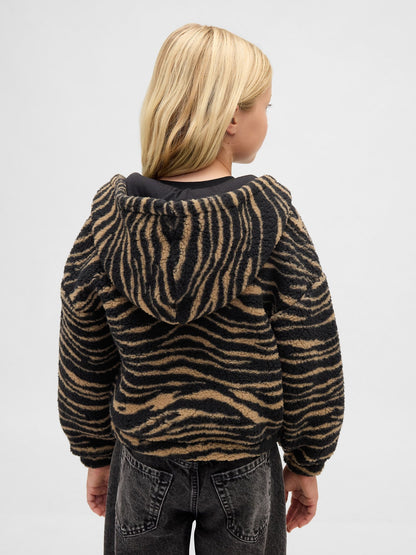 Kahverengi Sherpa Relaxed Fermuarlı Sweatshirt