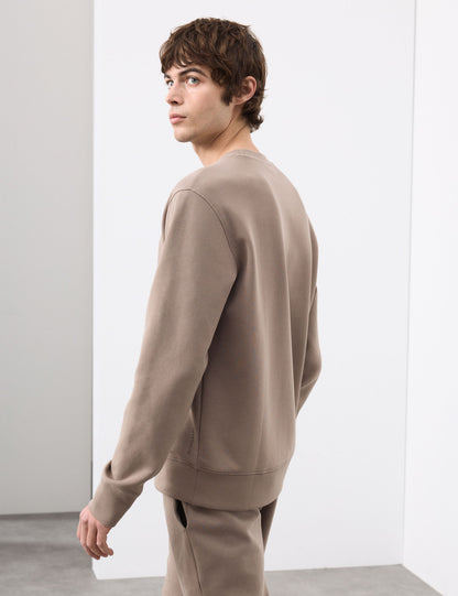 Pamuk Karışımlı Bisiklet Yaka Sweatshirt