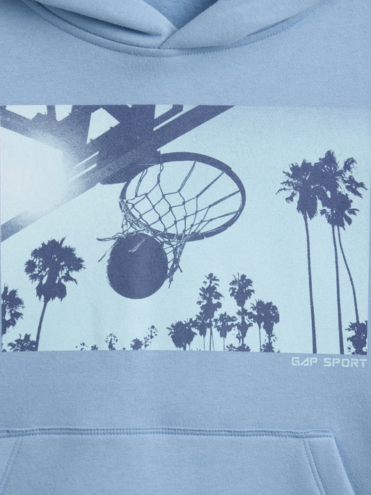 Açık Mavi Vintagesoft Relaxed Grafik Baskılı Sweatshirt