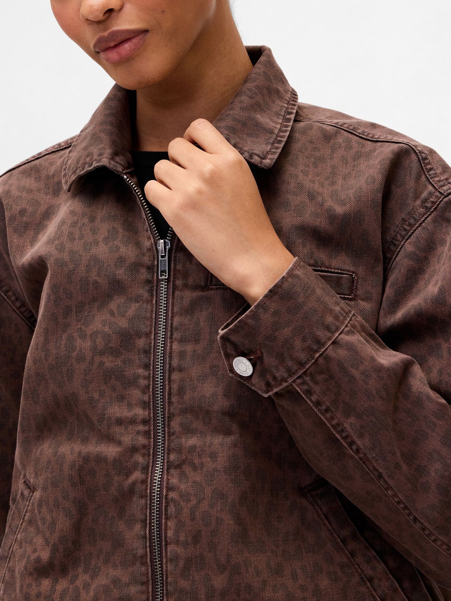 Kahverengi Cropped Denim Chore Ceket