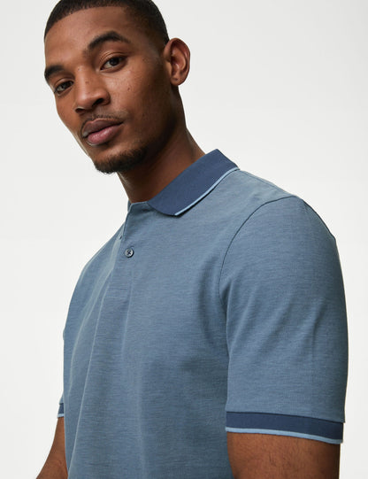 Saf Pamuklu Kısa Kollu Polo Yaka T-shirt