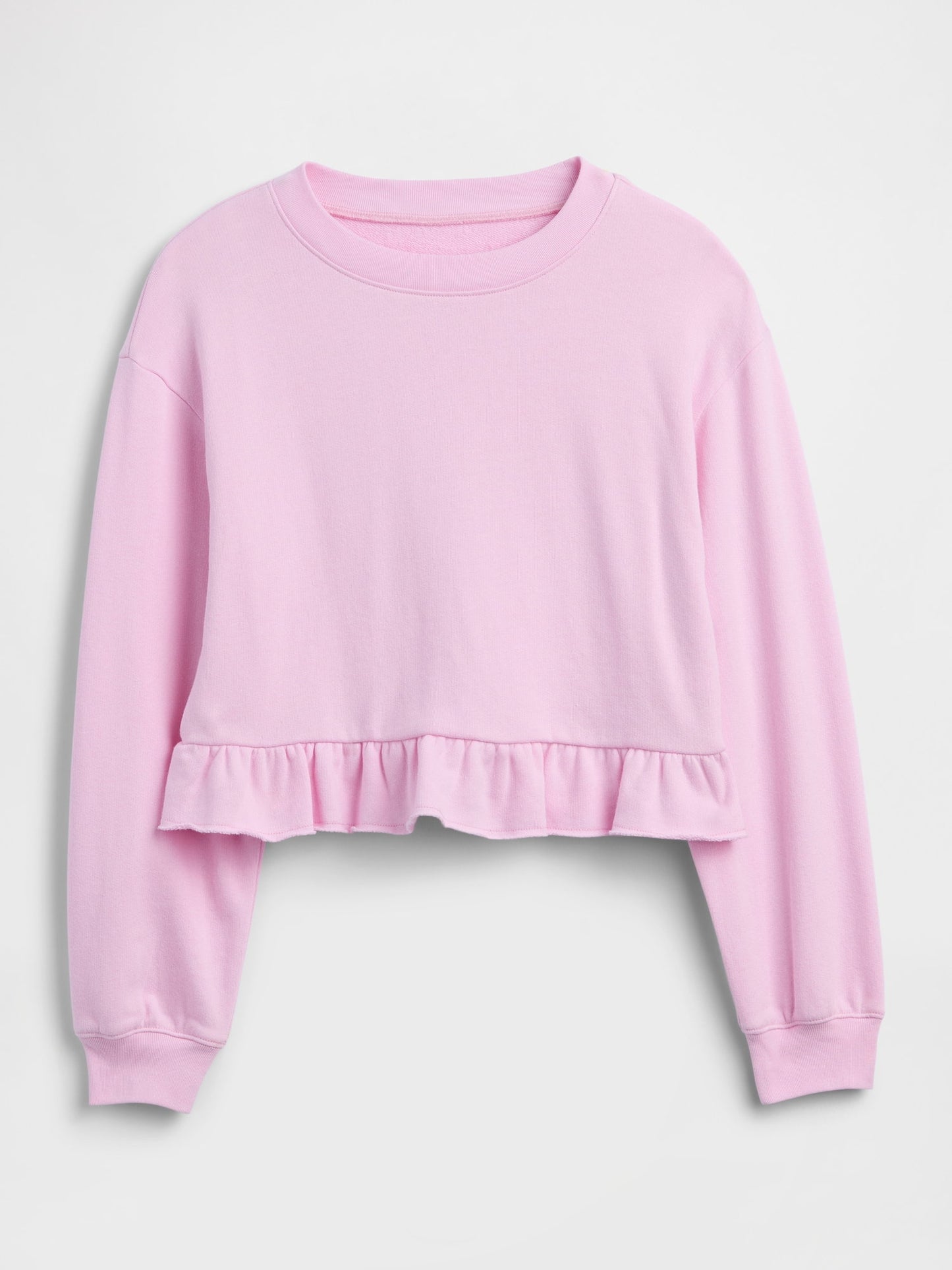 Açık Pembe Relaxed Fransız Havlu Kumaş Peplum Sweatshirt