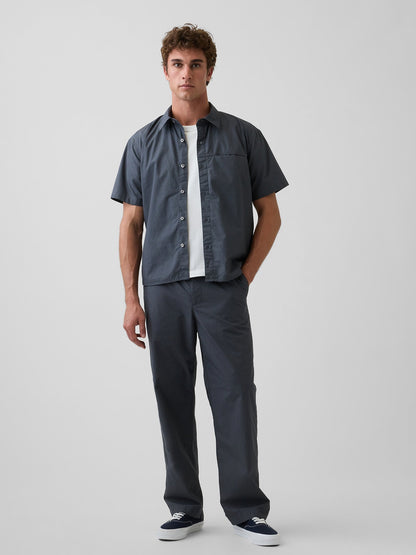 Lacivert Poplin '90s Loose Pantolon