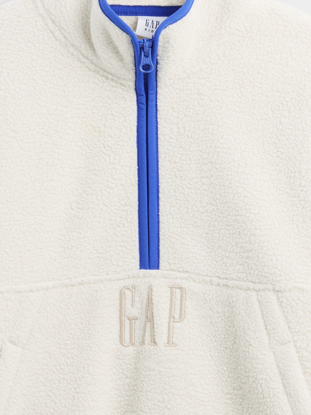 Gri Sherpa Logo Yarım Fermuarlı Pullover