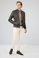 Kobe Erkek Bronz Deri Ceket