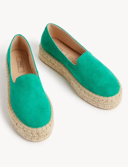 Hasır Detaylı Süet Espadril