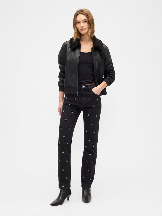 Siyah High Rise '90s Original Straight Jean Pantolon