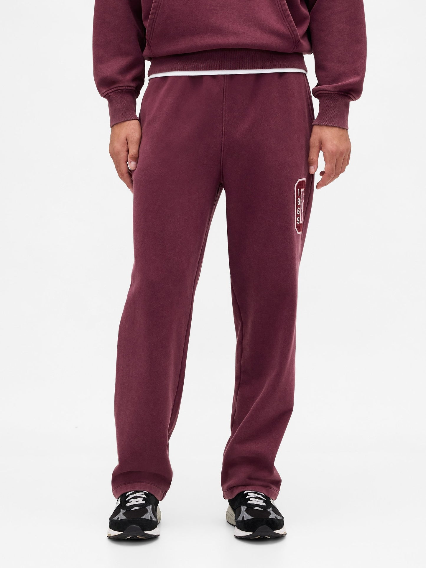 Bordo Heavyweight Relaxed Logo Pantolon