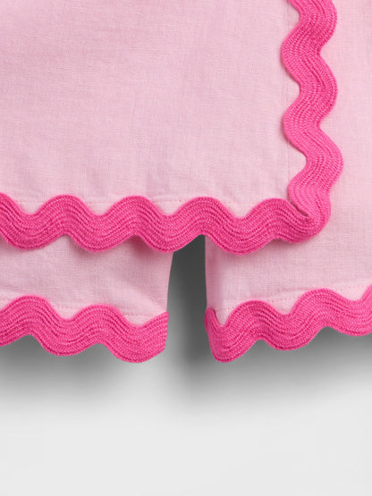 Açık Pembe Pull-on Keten Karışımlı Şort Etek