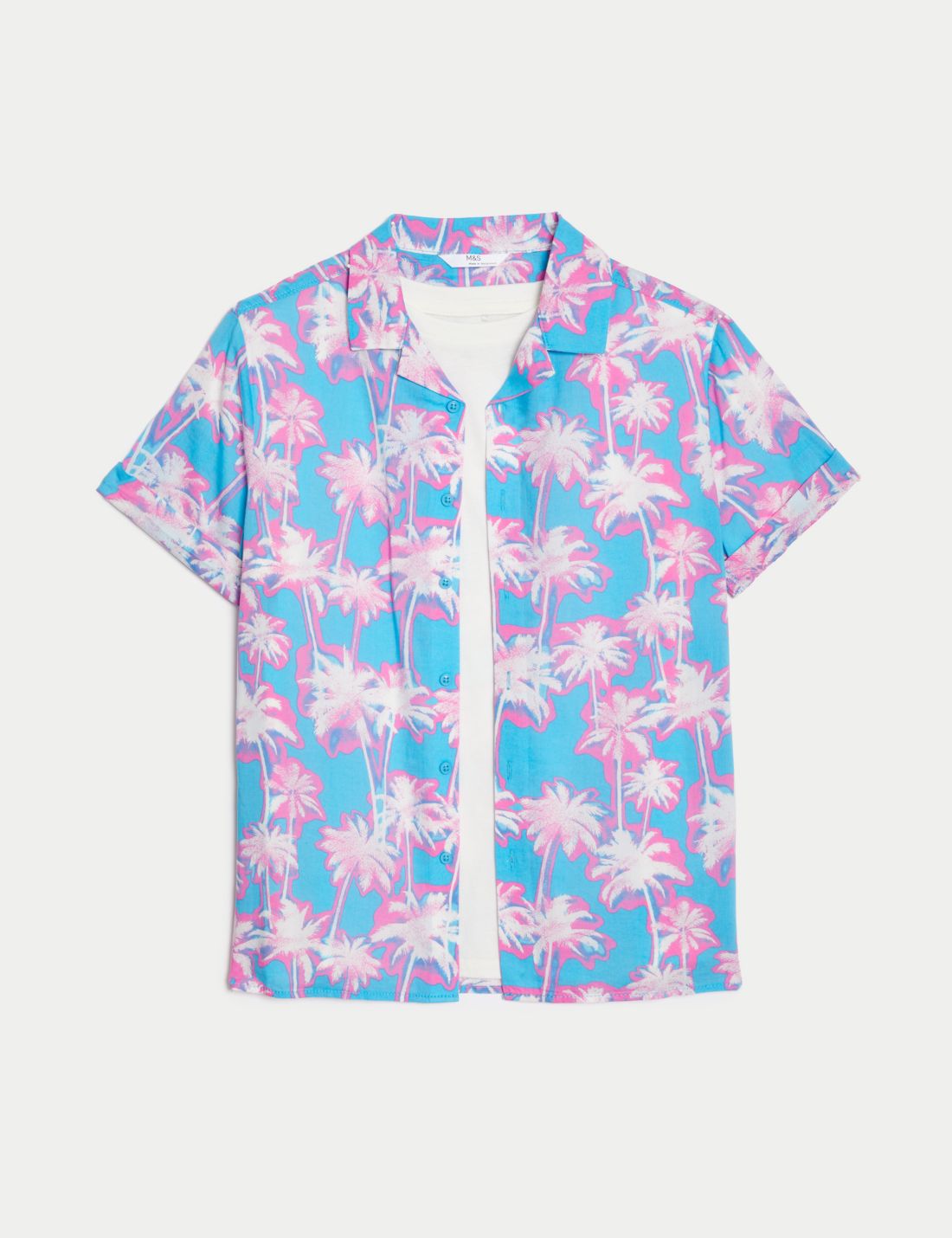 Palmiye Desenli T-shirt & Gömlek Takımı (6-16 Yaş)