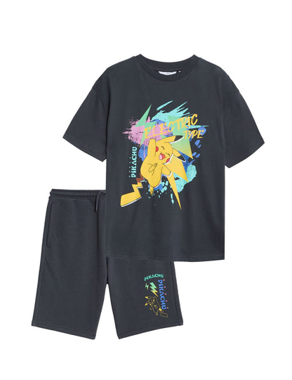 %100 Pamuklu Pokémon:trade_mark: T-shirt Ve Şort Takımı (6–16 Yaş)?
