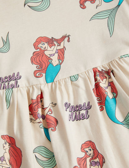 Saf Pamuklu The Little Mermaid™ Kısa Kollu Elbise (2-8 Yaş)