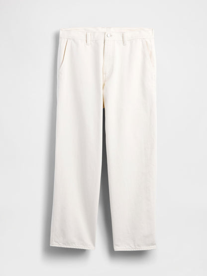 Kırık Beyaz Baggy Carpenter Jean Pantolon