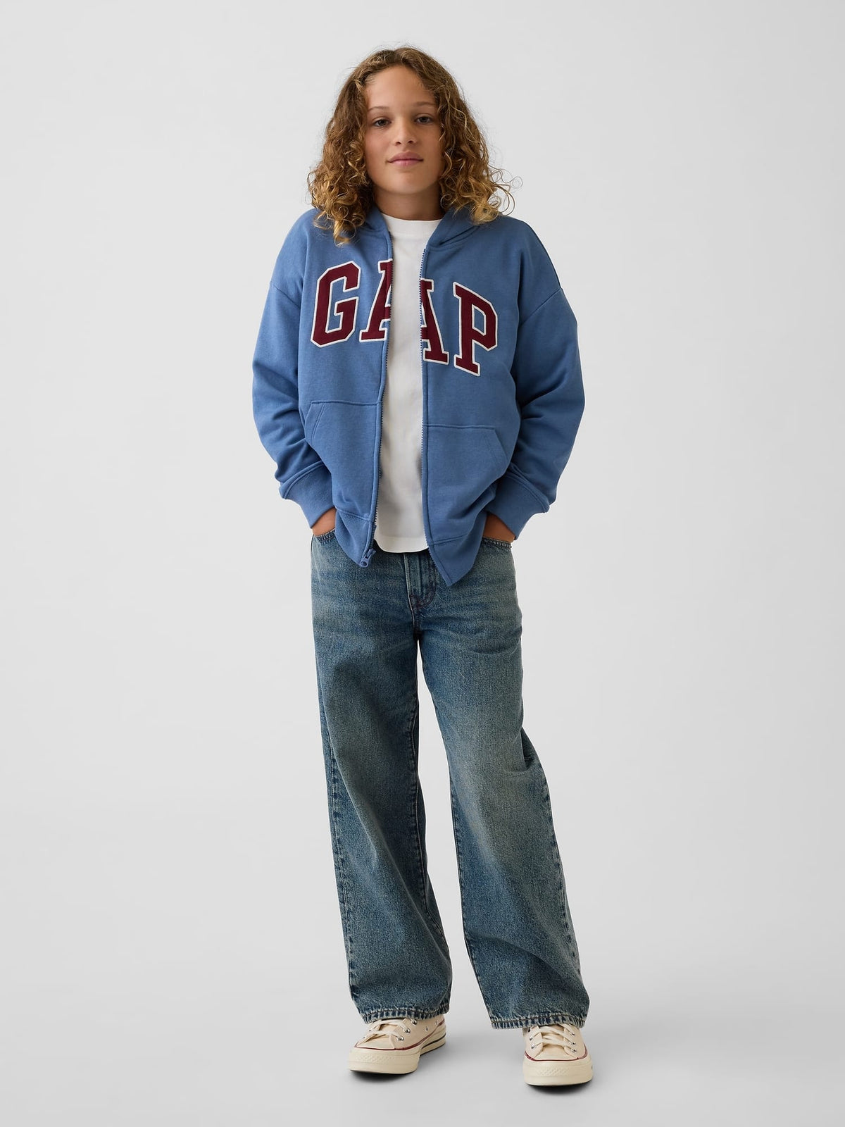 Mavi Relaxed Gap Logo Fransız Havlu Kumaş Fermuarlı Sweatshirt