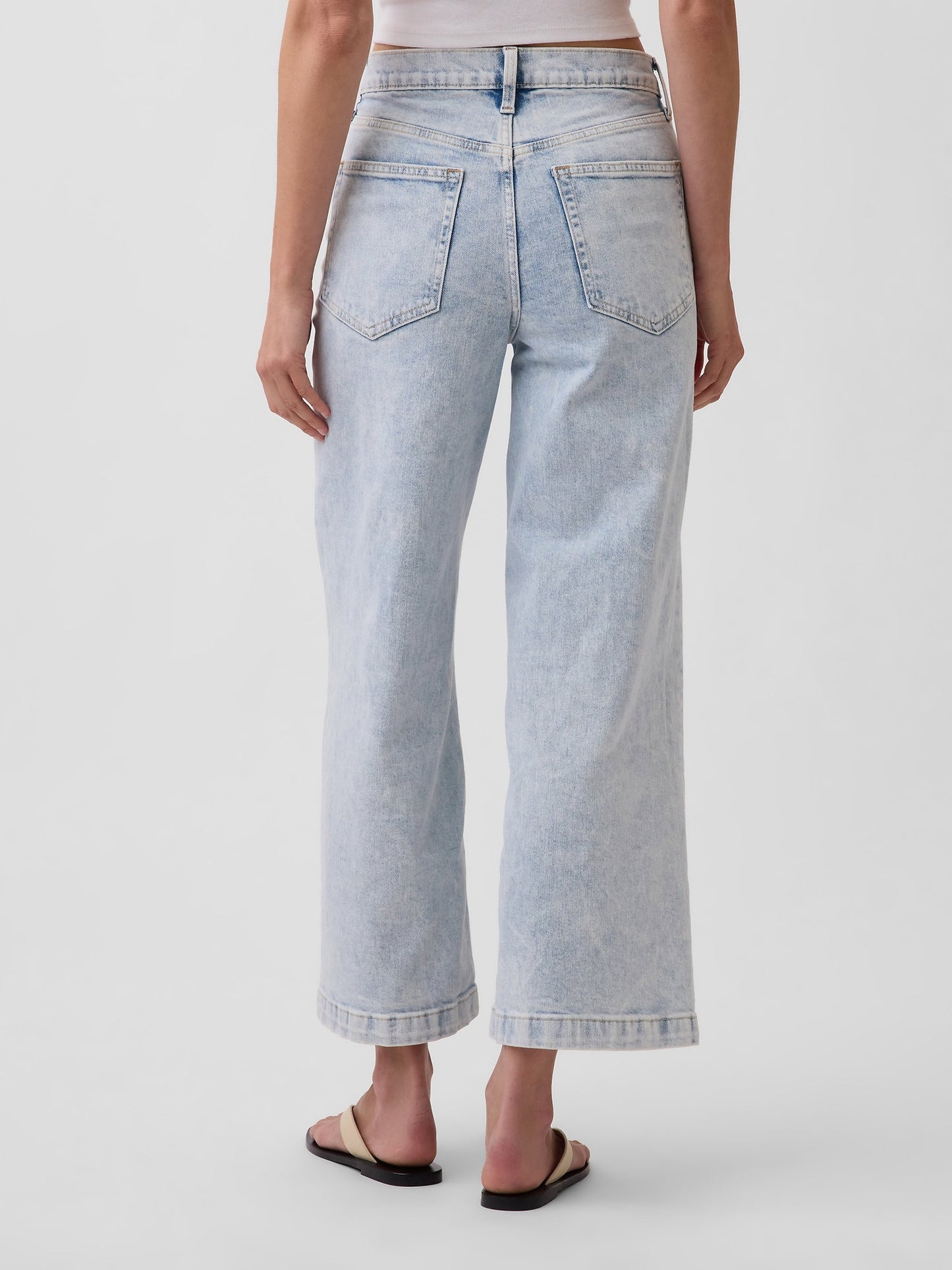 Açık Mavi High Rise Stride Wide-leg Ankle Jean Pantolon