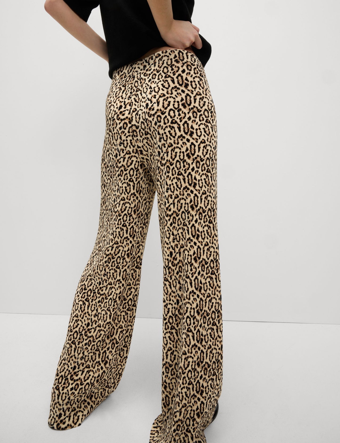 Leopar Desenli Wide Leg Pantolon