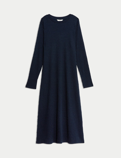 Dokulu Jersey Midi Elbise