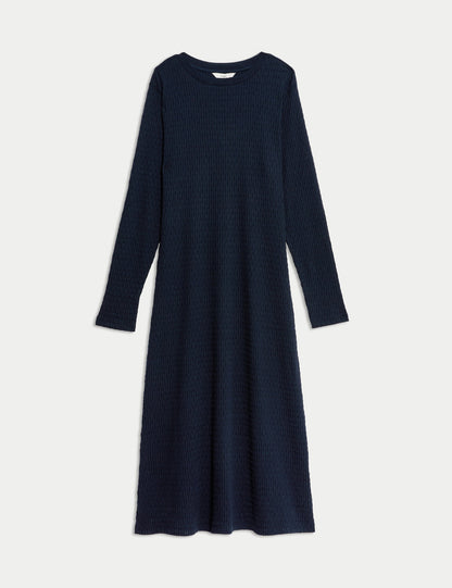 Dokulu Jersey Midi Elbise