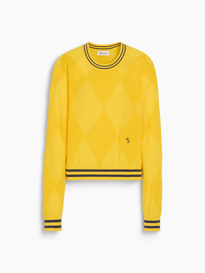 Sarı Gap × Malbon Argyle Crop Kazak
