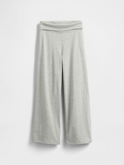 Açık Gri Wide-leg Foldover Leggings Tayt