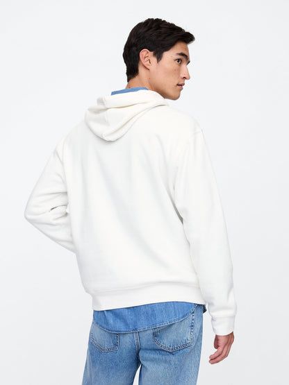 Beyaz Gap Logo Relaxed Fleece Sweatshirt