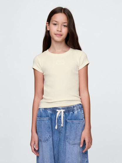 Bej Gap Logo Fitilli T-shirt