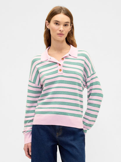 Açık Pembe Cashsoft Relaxed Triko Polo Kazak
