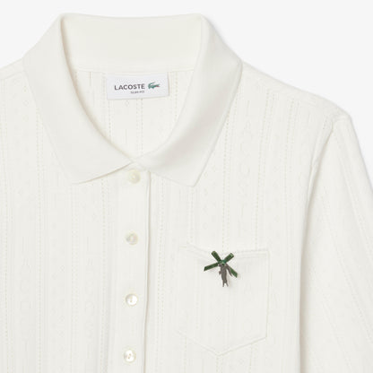 Lacoste L.12.d Kadın Slim Fit Organik Pamuk Beyaz Polo