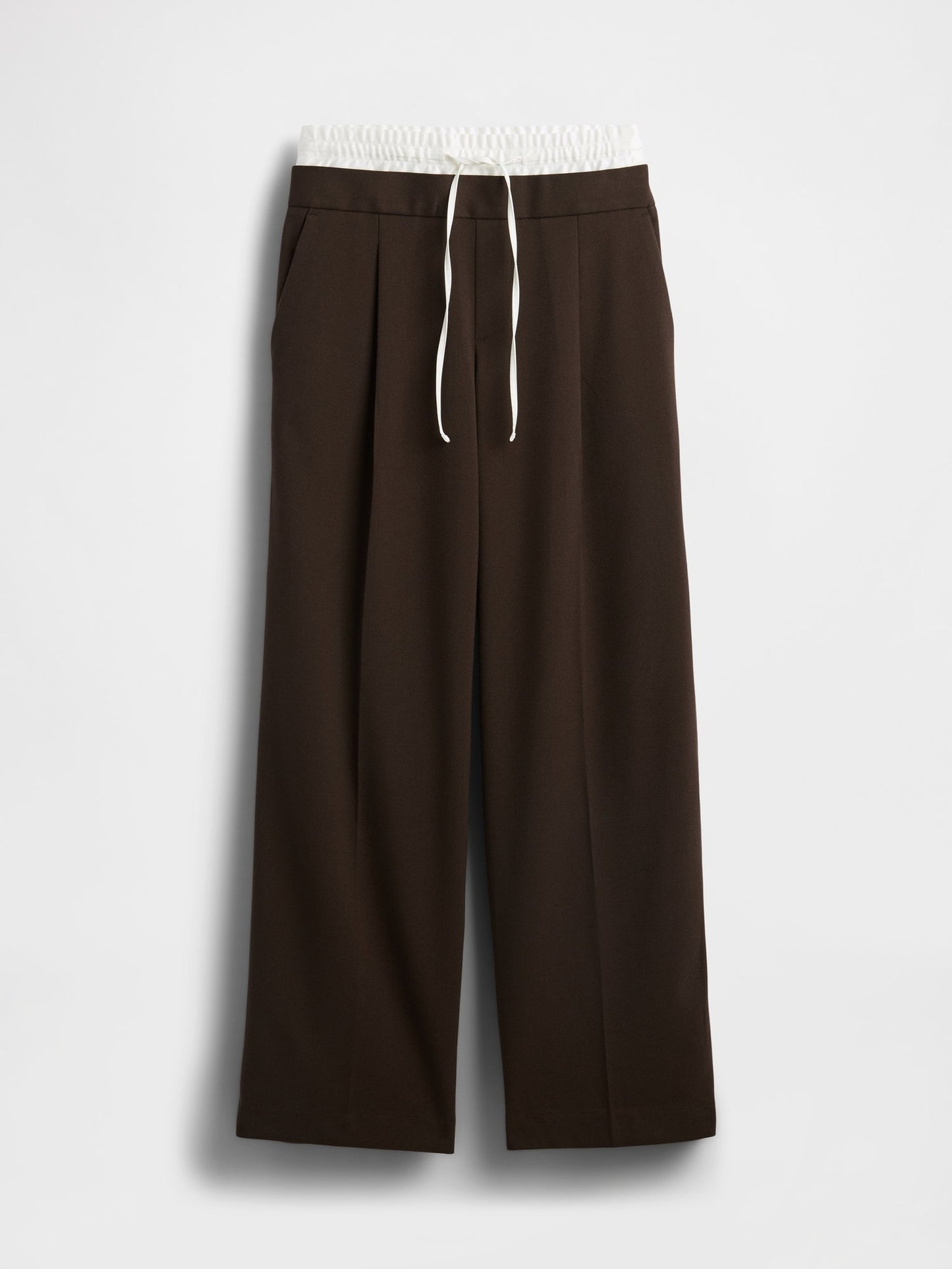 Koyu Kahverengi Mid Rise Double-waist Pantolon