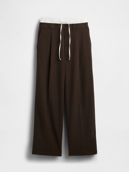 Koyu Kahverengi Mid Rise Double-waist Pantolon