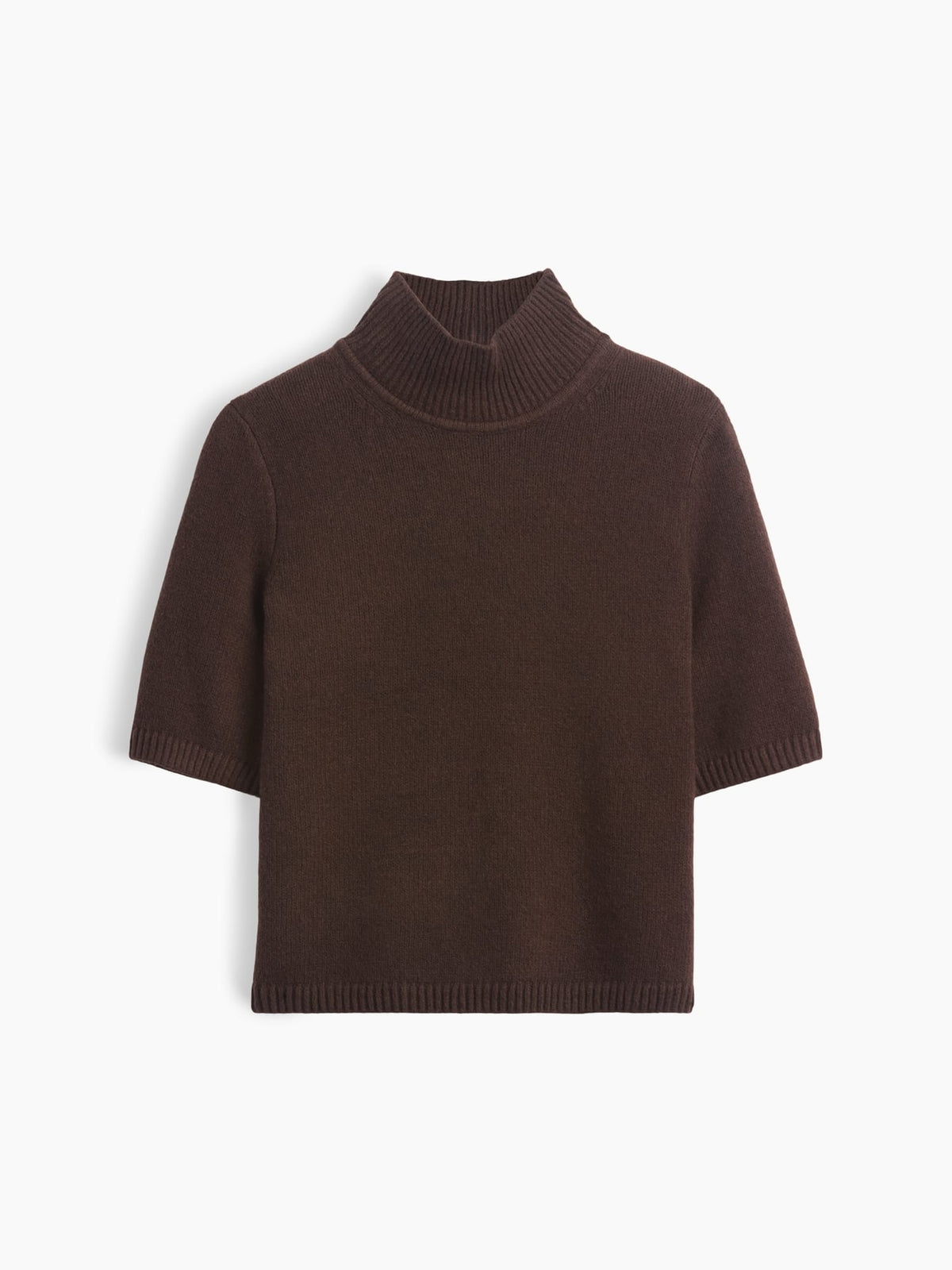 Koyu Kahverengi Cashsoft Mockneck Elbow-sleeve Kazak