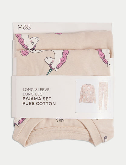 Saf Pamuklu Unicorn Desenli Pijama Takımı