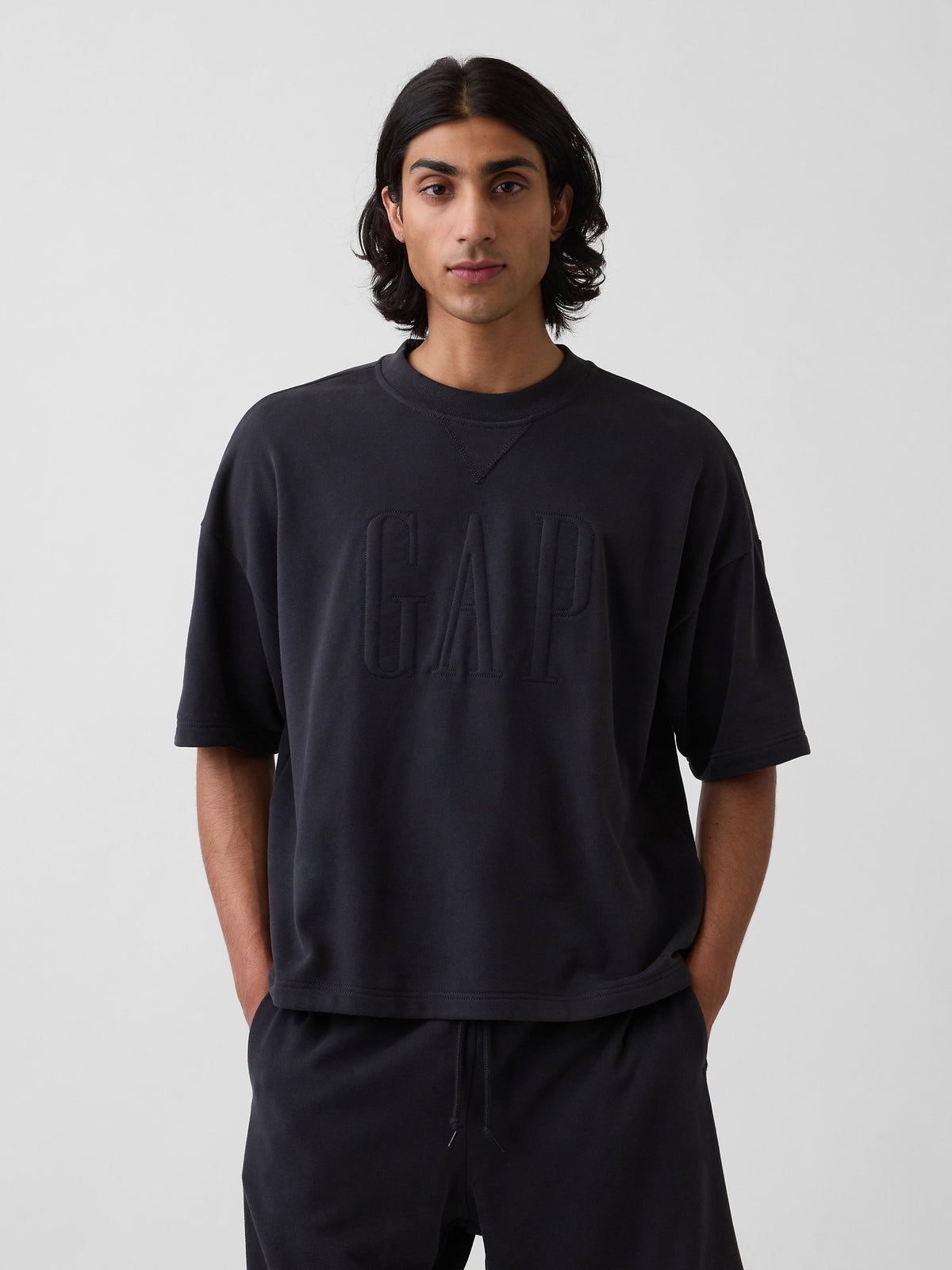 Siyah Vintagesoft Terry Oversize Logo Sweatshirt