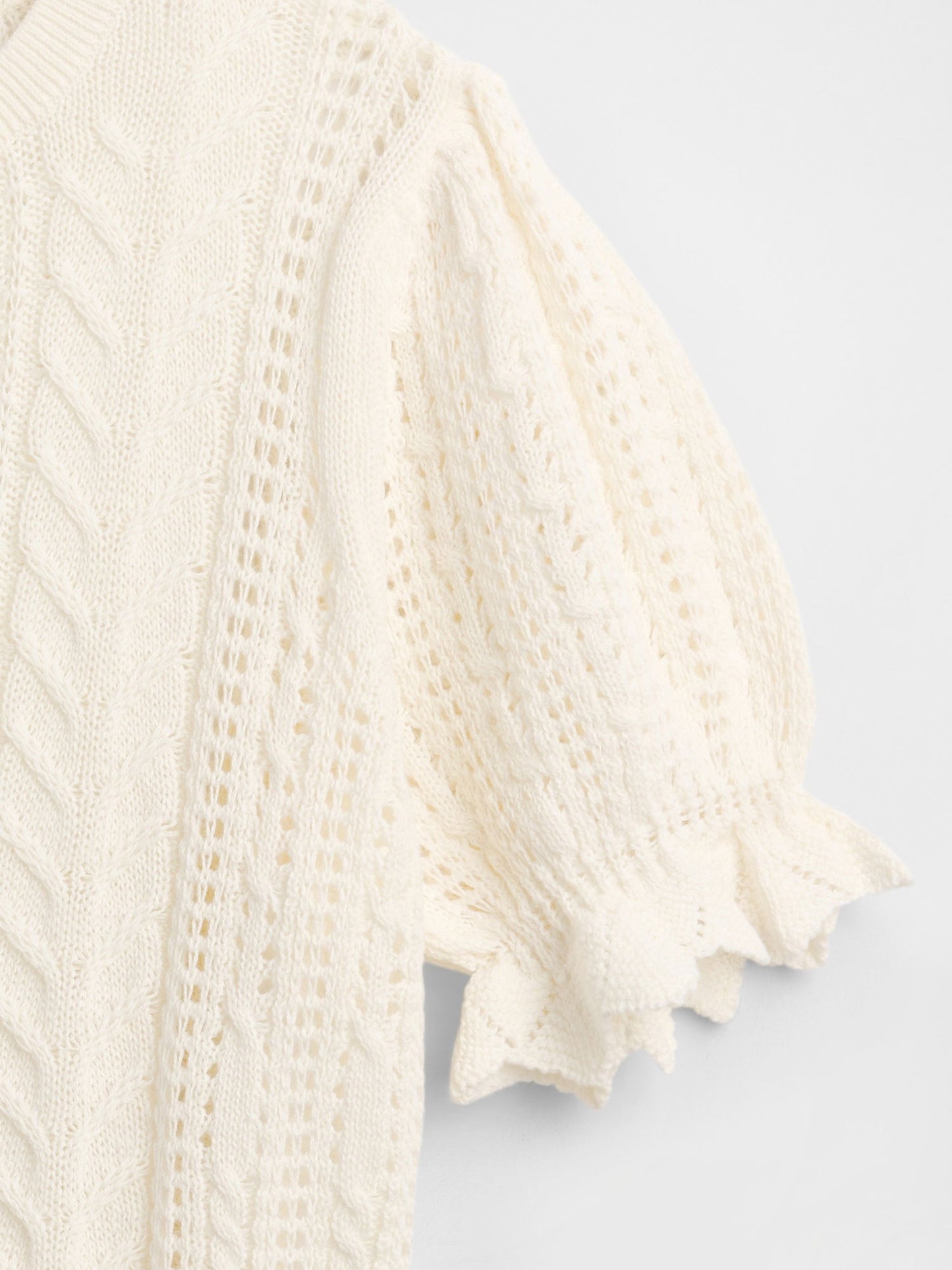 Krem Pointelle Cable-knit Kazak
