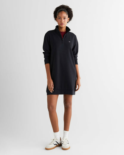 Gant Kadın Siyah Regular Fit Yarım Fermuarlı Elbise