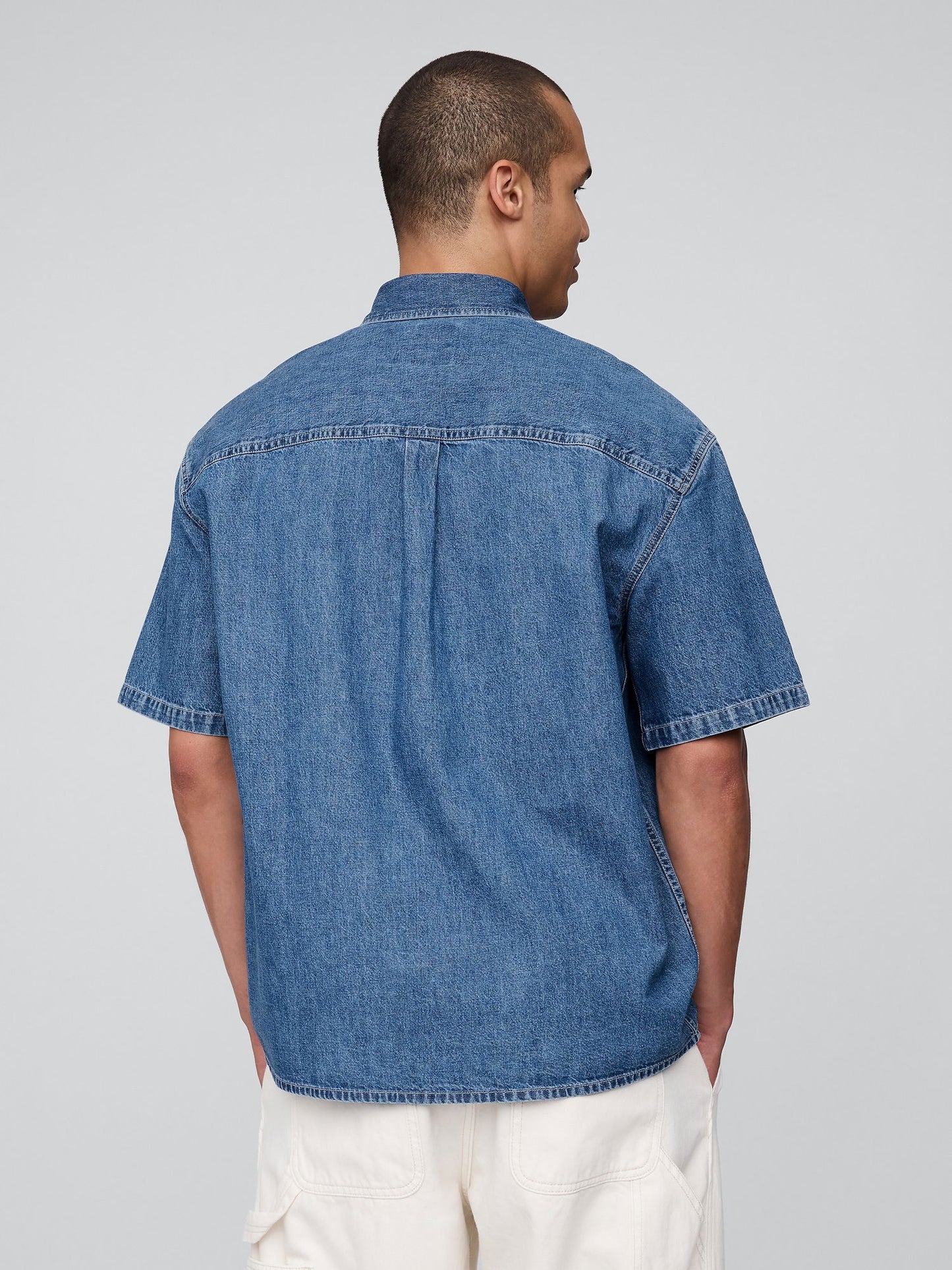 Denim Mavi Logo Denim Big Gömlek