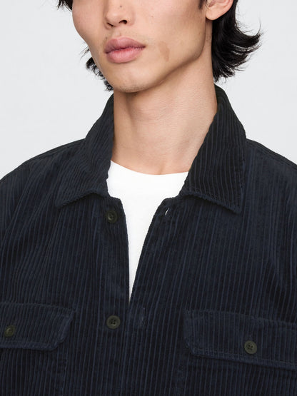 Lacivert Kordon Kumaşı Overshirt