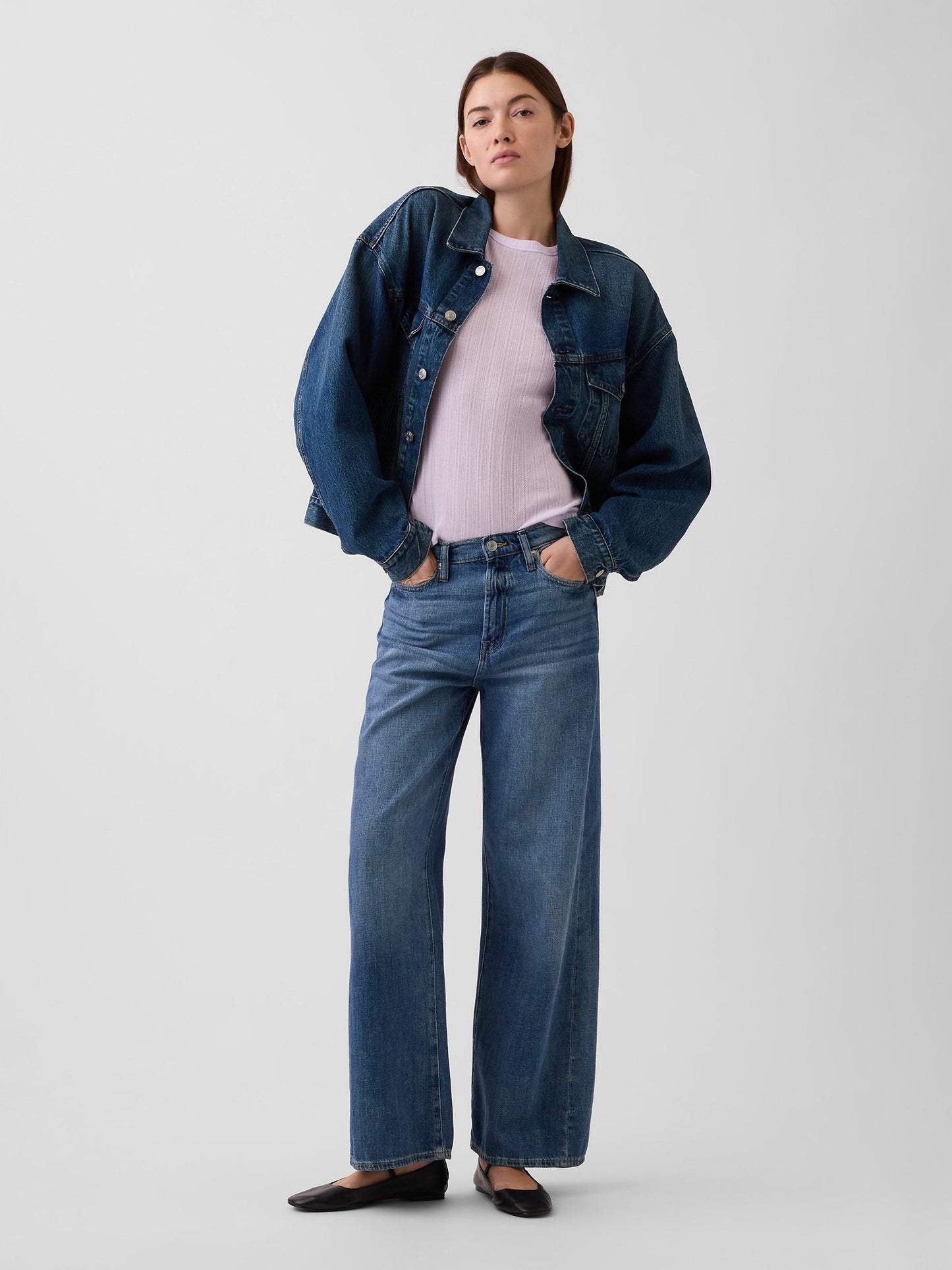 Lila Fitilli Pointelle Crewneck T-shirt
