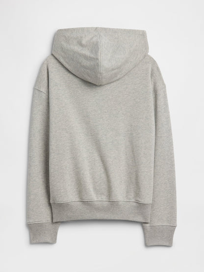 Gri Relaxed Fransız Havlu Kumaş Fermuarlı Sweatshirt