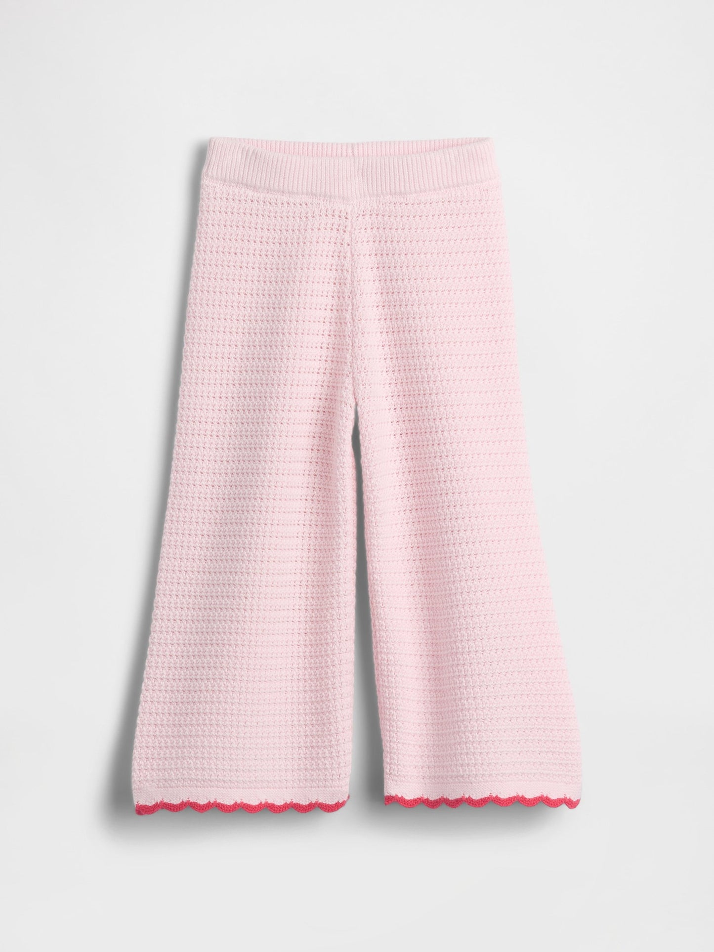 Açık Pembe Crochet Triko Wide-leg Eşofman Altı