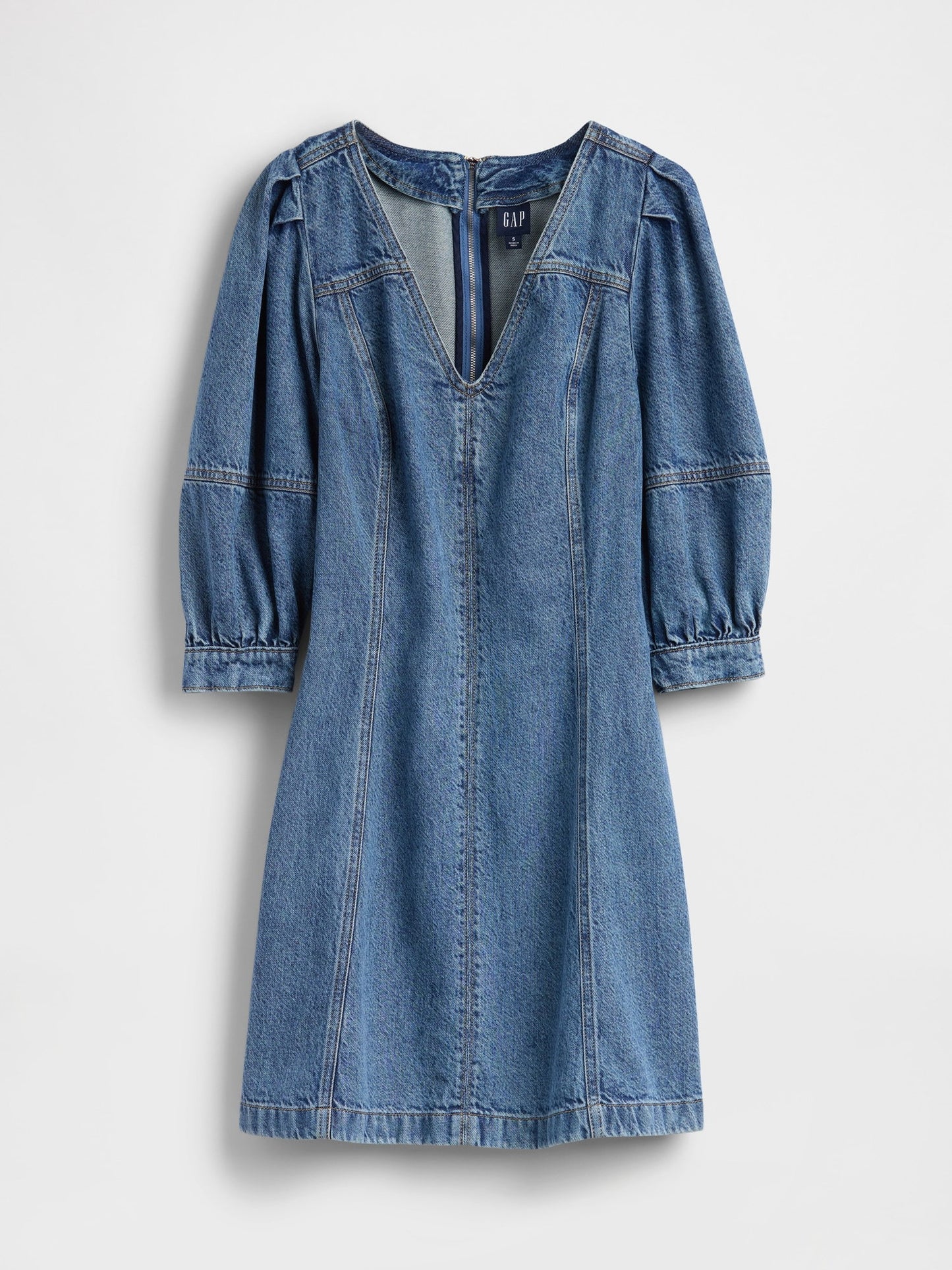 Mavi Ultrasoft Denim Puff-sleeve Mini Elbise