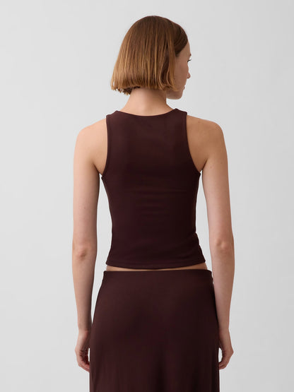 Kahverengi Crop Halter Tank Top