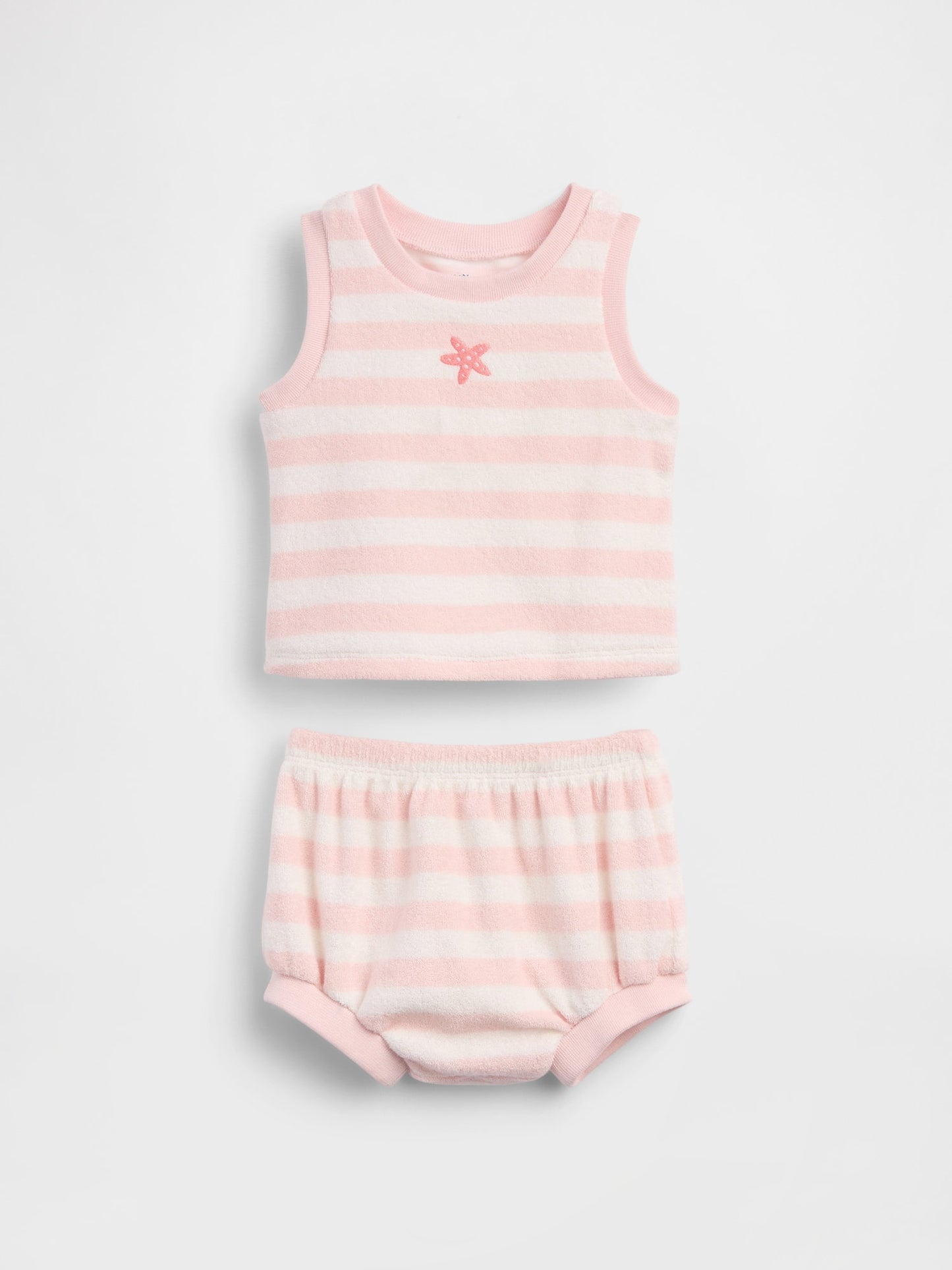 Pembe Bebek Havlu Terry Çizgili Outfit Set