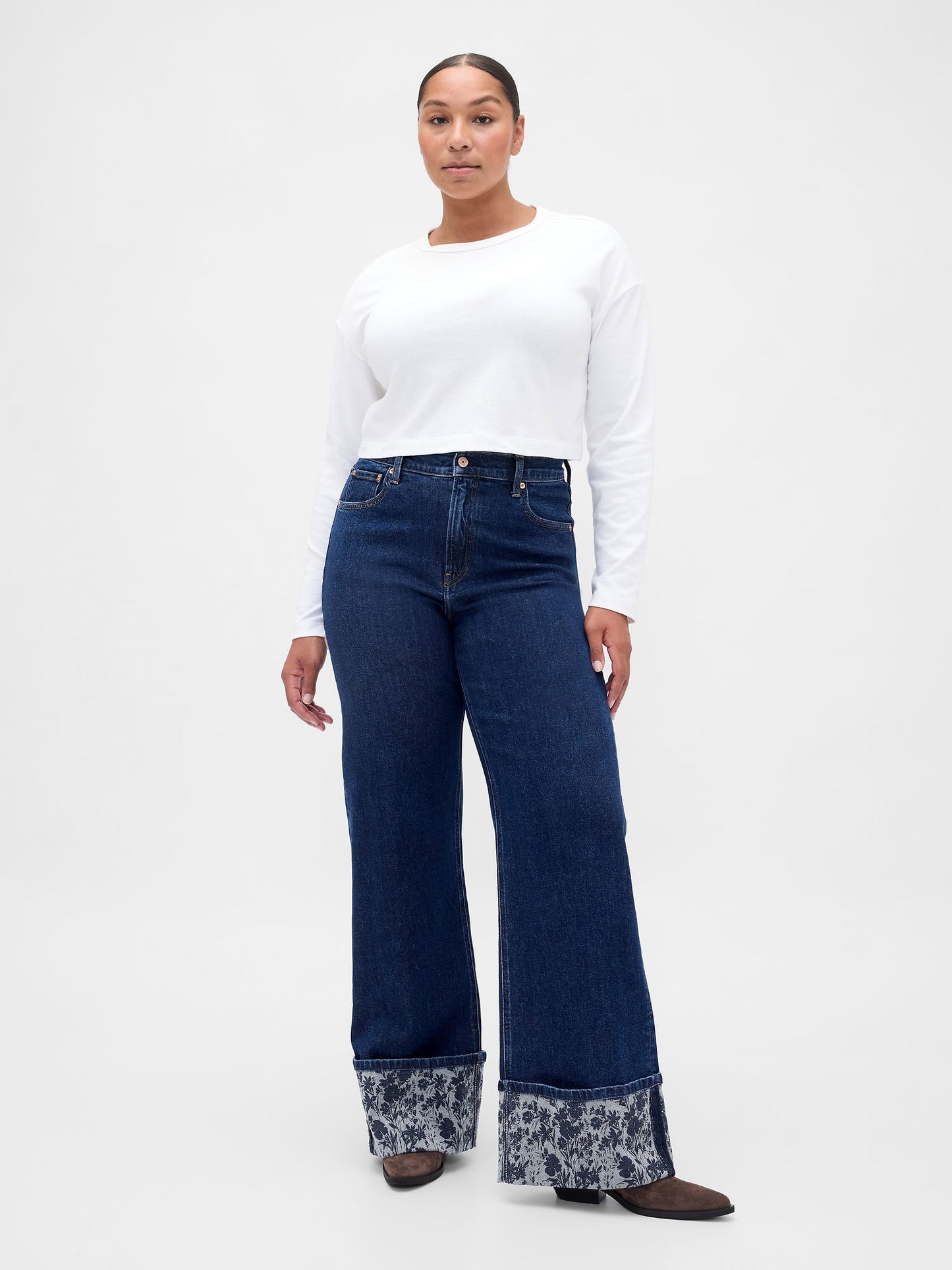 Koyu Mavi High Rise Stride Wide-leg Jean Pantolon