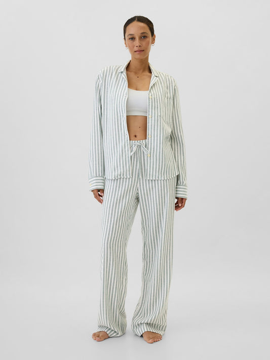 Mavi Desenli Flannel Pijama Altı