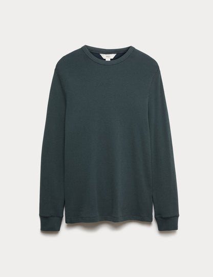 Pamuklu Waffle Dokulu Sweatshirt