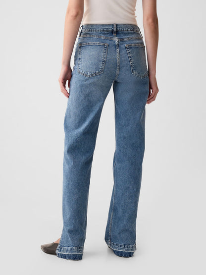 Koyu Mavi Mid Rise Cotton '90s Loose Jean Pantolon