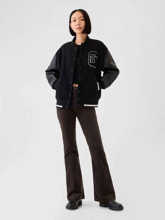 Kahverengi High Rise Kadife '70s Flare Jean Pantolon